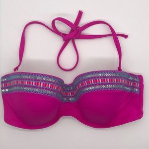 Shade & Shore Bikini Top Sequins Size 34C. Pink
